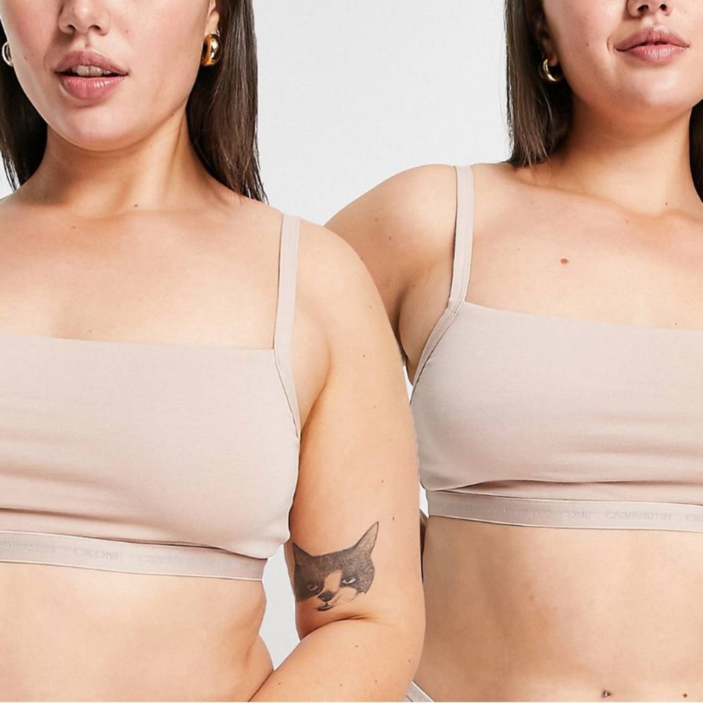 Calvin Klein Double Pack Bralettes Plus Size Tan